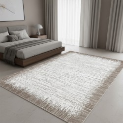 Modern White & Light Beige Rug – Soft, Washable, Non-Slip, Contemporary Style – Living Room, Bedroom – 7 mm