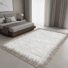 Alfombra moderna en blanco y beige claro: suave, lavable, antideslizante, estilo contemporáneo, para salón y dormitorio, 7 mm.