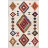 Skandynawski dywan kilim, kremowy, wielokolorowy, naparstnica – zmywalny, antypoślizgowy – salon, sypialnia – 6-7 mm
