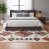 Alfombra Kilim Escandinava, Dedalera Multicolor Crema – Lavable, Antideslizante – Salón, Dormitorio – 6-7 mm