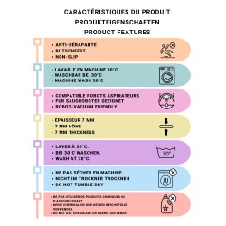 Modern Scandinavisch vloerkleed crème en blauw – Digitale print, wasbaar, antislip – ideaal voor woonkamer, slaapkamer – 6-7 mm