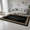 Modern black and gold rug with Greek pattern, washable, digitally printed, 7 mm, non-slip, for living room and bedroom