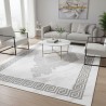 Tapis moderne Gris et Blanc à motifs grecs, lavable, imprimé numérique, 7 mm, antidérapant, salon, chambre