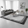 Alfombra moderna de mármol gris y negro con estampado de clave griega, impresión digital, lavable, antideslizante, para sala de