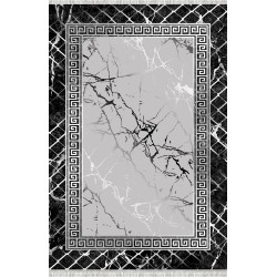 Alfombra moderna de mármol gris y negro con estampado de clave griega, impresión digital, lavable, antideslizante, para sala de