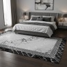 Alfombra moderna de mármol gris y negro con estampado de clave griega, impresión digital, lavable, antideslizante, para sala de