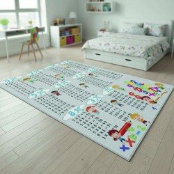 Barnens pedagogiska matta – multiplikationstabellen 1 till 10, halkfri, tvättbar och lekfull design