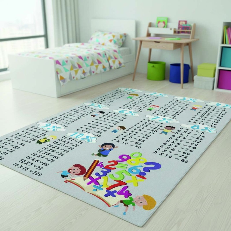 Tappetino didattico per bambini – Tabelle di moltiplicazione da 1 a 10, antiscivolo, lavabile e dal design giocoso
