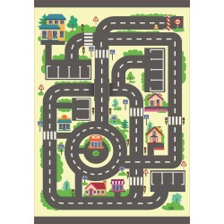 Tappetino educativo per bambini – Mappa della città e strade, apprendimento del traffico, lavabile, base antiscivolo