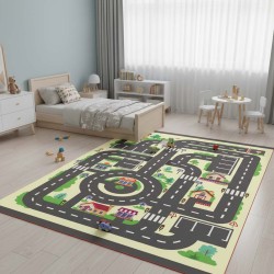 Lernmatte für Kinder – Stadtplan und Straßen, Verkehrserziehung, waschbar, rutschfeste Unterseite