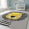 Grazioso tappeto per bambini a forma di leone – divertente motivo giallo e nero, lavabile, antiscivolo, stampa digitale da 6-7
