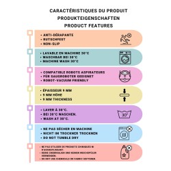 Vintage kilim rug with ethnic patterns, made of Chenille & Cotton, digital print, washable, non-slip, 9 mm