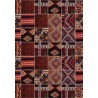Alfombra tradicional kilim patchwork multicolor roja, chenilla y algodón, impresión digital, 9 mm, antideslizante