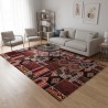 Traditional red multi-color kilim patchwork rug, Chenille & Cotton, digital print, 9 mm, non-slip