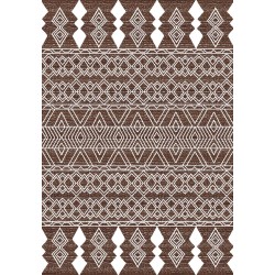 Berber stijl vloerkleed bruin wit, Chenille & Katoen, digitale print, antislip rug, poolhoogte 9 mm