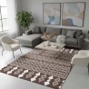 Tapis motif berbère brun blanc, Chenille & Coton, impression numérique, antidérapant, hauteur 9 mm