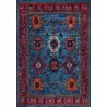 Kilim stijl blauw vloerkleed, Chenille & Katoen, digitale print, antislip rug, poolhoogte 9 mm