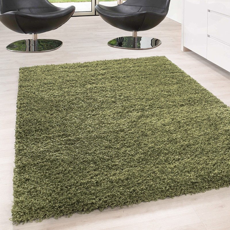 Tapis Shaggy pile longue couleur unique Hauteur de pile 5cm VERT