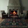 Multicolor anthracite kilim rug, Chenille & Cotton, digital print, non-slip, 9 mm