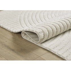 Tappeto moderno color crema con rilievi geometrici scolpiti, per soggiorno o camera da letto, certificato Oeko-Tex