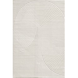 Modern cream rug with sculpted geometric reliefs, for living room or bedroom, Oeko-Tex certified