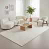 Modern cream rug with sculpted geometric reliefs, for living room or bedroom, Oeko-Tex certified