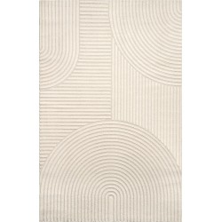 Modern vloerkleed met grafisch reliëf en gestructureerde afgeronde lijnen