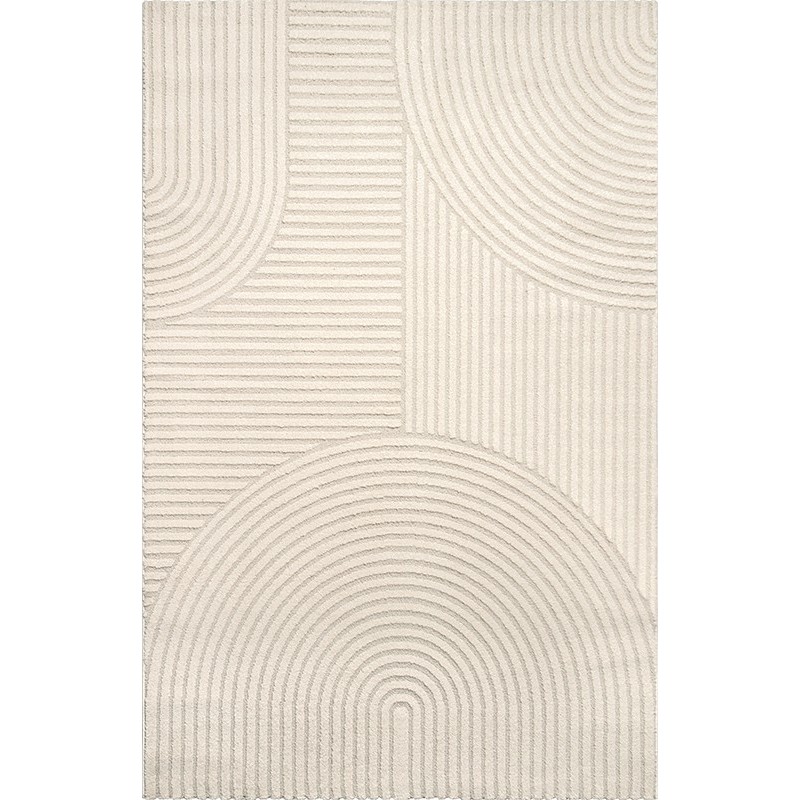 Modern matta med grafisk relief, skulpterad textur och rundade linjer