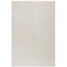 Modern rug with graphic relief, sculpted texture, and rounded lines