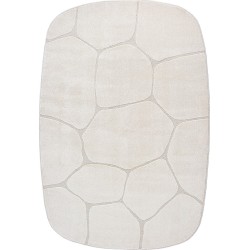 Tappeto moderno color crema con effetto pietra testurizzata e forme irregolari