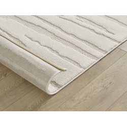 Tappeto moderno color crema con rilievo lineare e trama a strati