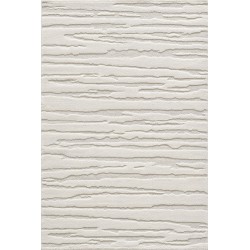 Modern vloerkleed in crèmekleur met lineair reliëf en gelaagde structuur