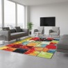 Tappeto moderno multicolore con motivo patchwork astratto e pelo di 13 mm.