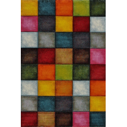 Tapis moderne multicolore à carreaux colorés avec velours 13 mm