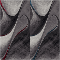 Modern abstract rug with a fluid design, dense 13mm velvet, contemporary living room