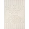 Modern rug with minimalist arc pattern, dense 12mm velvet, contemporary living room design