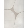 Modern abstract rug with organic shapes, cream-colored dense 12mm velvet, elegant living room