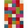 Alfombra infantil, estampado de bloques multicolor, terciopelo suave, 13 mm, ideal para un dormitorio divertido.