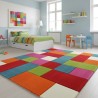 Tappeto per bambini, motivo a blocchi multicolore, morbido velluto, 13 mm, cameretta giocosa