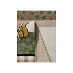 Tappeto per bambini con animali del bosco, velluto color crema, morbido 13 mm, ideale per una cameretta giocosa e naturale.