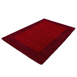 Shaggy Tapijt 30 mm Poolhoogte Borduur Desing Bordeaux Rood
