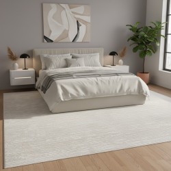 Modern, enfärgad, krämfärgad sammetsmatta (12 mm) för elegant, minimalistiskt vardagsrum