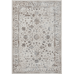 Tapis classique couleur crème à motif oriental détaillé avec bordure décorative