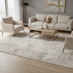 Alfombra moderna con efecto desgastado para sala de estar, suave, duradera, fácil de cuidar, 7 mm