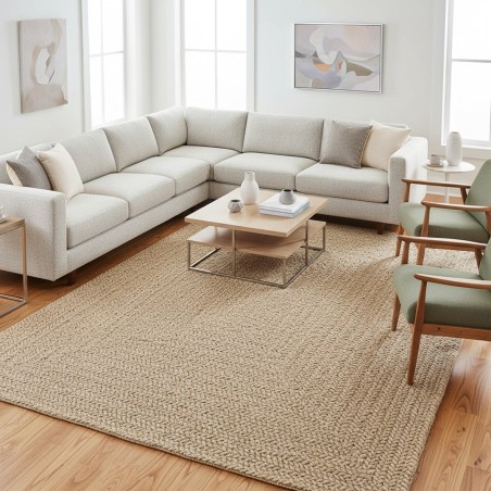 Tapis tissé plat intérieur extérieur motif cadre graphique résistant facile entretien