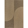 Flat woven indoor/outdoor rug with a modern rounded graphic pattern, durable and easy to clean.