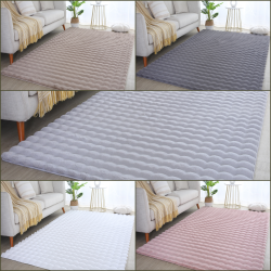 Alfombra de pelo largo de 25 mm, suave y lavable, con reverso antideslizante para salón o dormitorio, diseño sencillo.