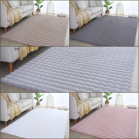 Alfombra de pelo largo de 25 mm, suave y lavable, con reverso antideslizante para salón o dormitorio, diseño sencillo.