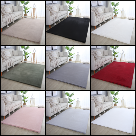 Soft, long-pile rug in a solid color for living room or bedroom, modern design, 20 mm
