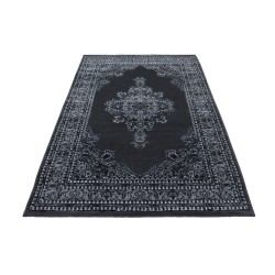 Tapis oriental gris foncé à médaillon central classique – 12 mm